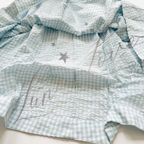 FOR LOVE & LEMONS Georgia Gingham Midi Dress In Blue NWT - Picture 7 of 12